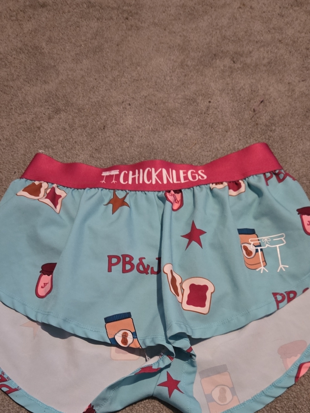 Chicknlegs PB&J Print Blue Running Shorts